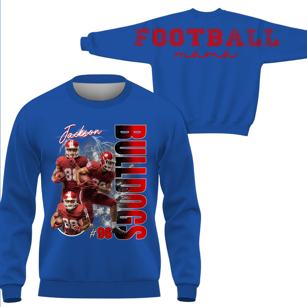 Personalized Football Mom Sweatshirt, Custom Large Back Graphic, Gift For Football Mom Football Family Football Lovers MI209 T24