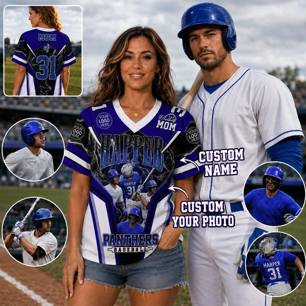 Personalized All Over Print Baseball Jersey Custom Photo, Gift For Baseball Mom Grandma Sport Family MI209 Nh00