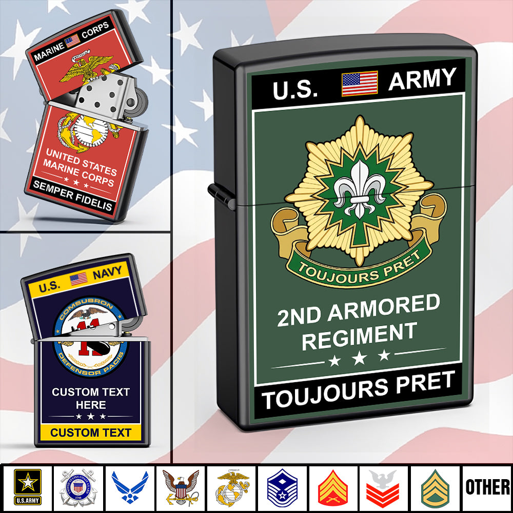 Personalised Military Style Lighter Custom Gift For Veteran Available All Military Division K1702 Trhn