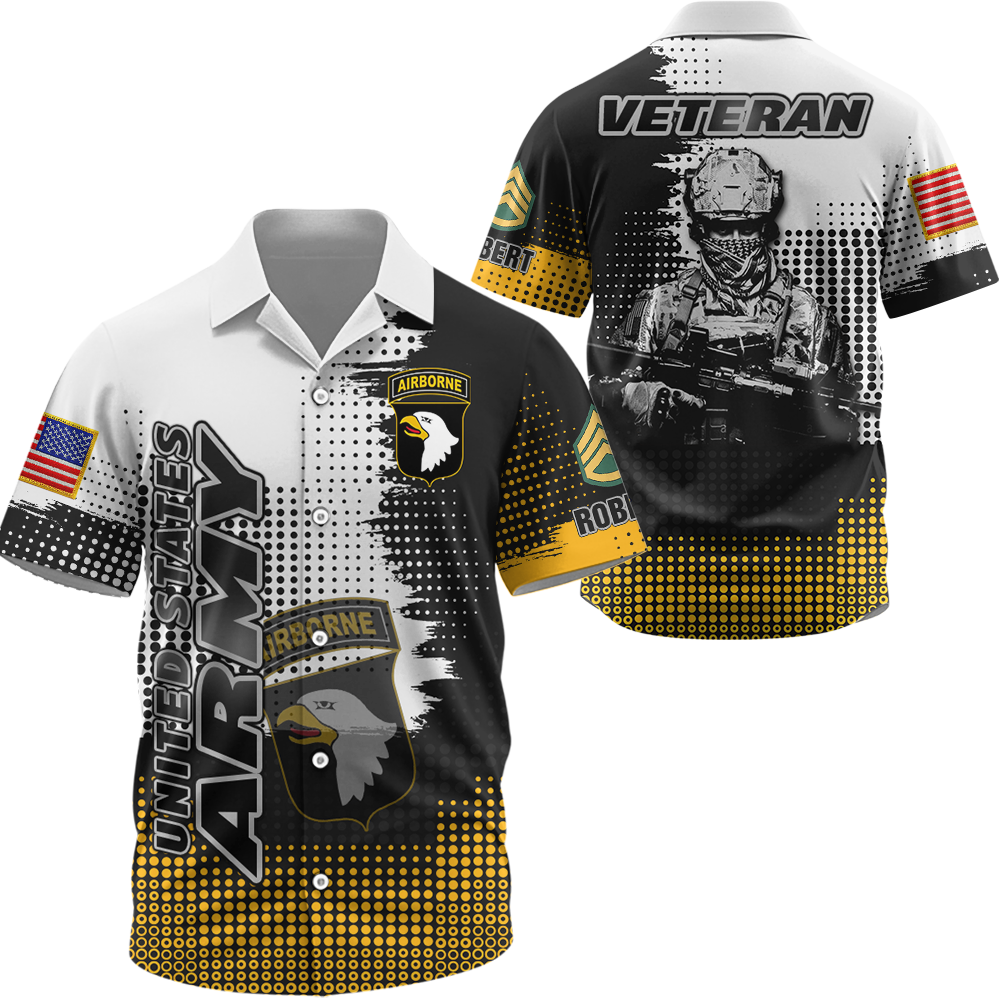 Custom All Over Prints Shirt, Personalized Name And Military Insignia, US Veteran Division Military Gift For Veterans K1702 Trhn