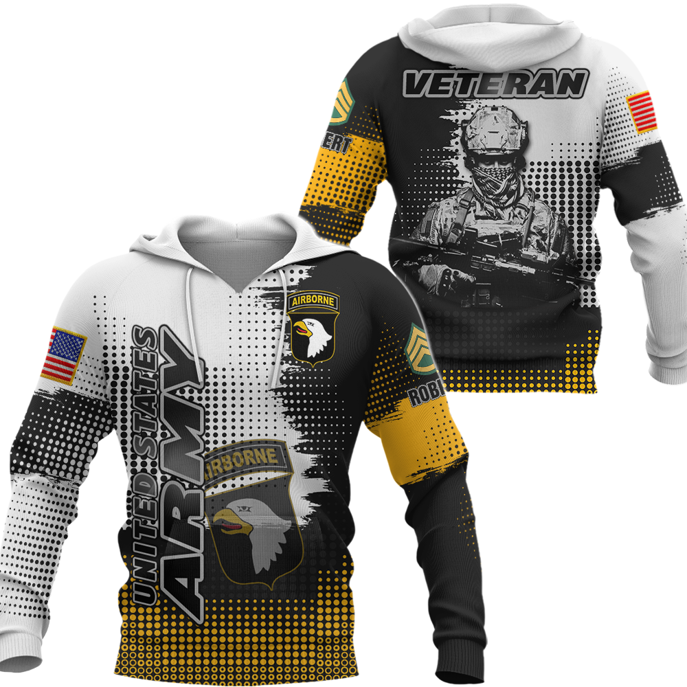 Custom All Over Prints Shirt, Personalized Name And Military Insignia, US Veteran Division Military Gift For Veterans K1702 Trhn