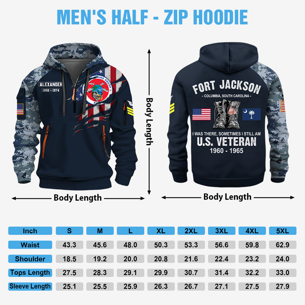 Custom All Over Printed Shirt Veteran Gift Unit Patches Military Base Veteran Hoodie Half Zipper K1702 Trhn