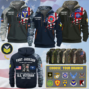 Custom All Over Printed Shirt Veteran Gift Unit Patches Military Base Veteran Hoodie Half Zipper K1702 Trhn