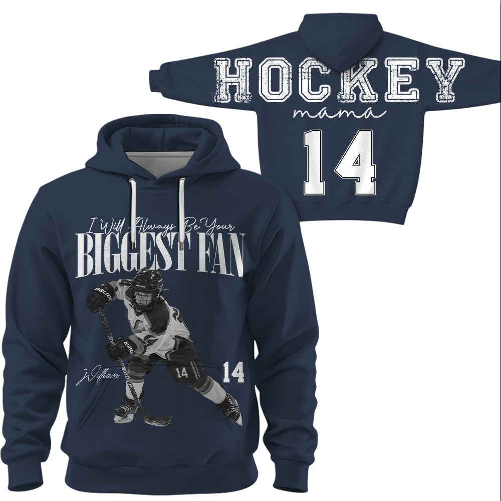 Personalized I'll Always Be Your Biggest Fan Shirt, Custom Player Photo & Number, Hockey Mom Gift for Game Day Na02 VH01