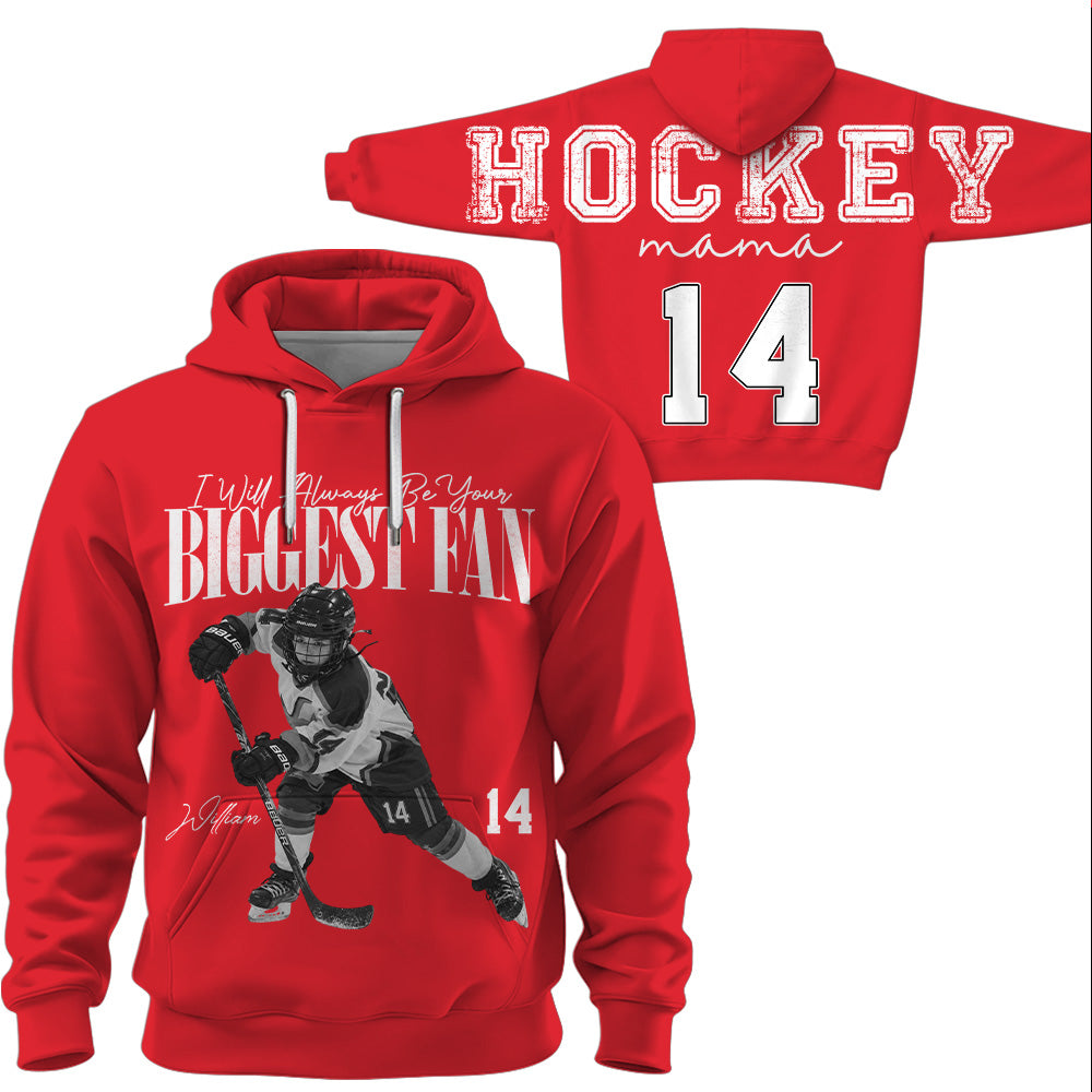 Personalized I'll Always Be Your Biggest Fan Shirt, Custom Player Photo & Number, Hockey Mom Gift for Game Day Na02 VH01