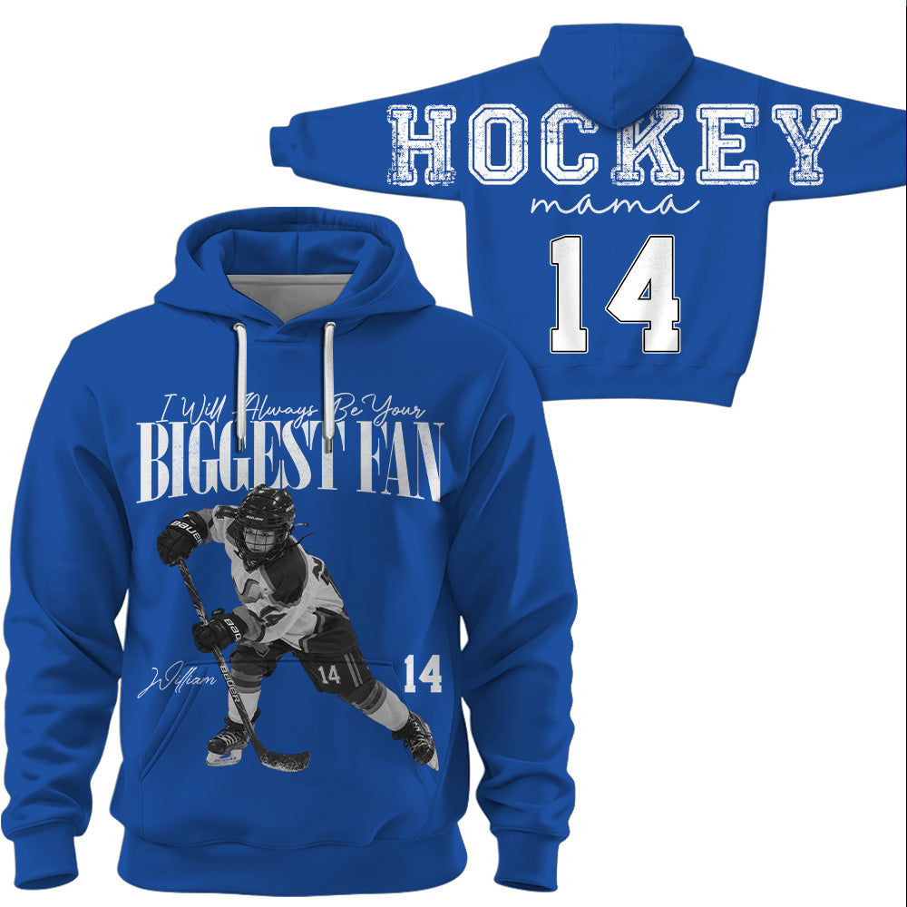 Personalized I'll Always Be Your Biggest Fan Shirt, Custom Player Photo & Number, Hockey Mom Gift for Game Day Na02 VH01