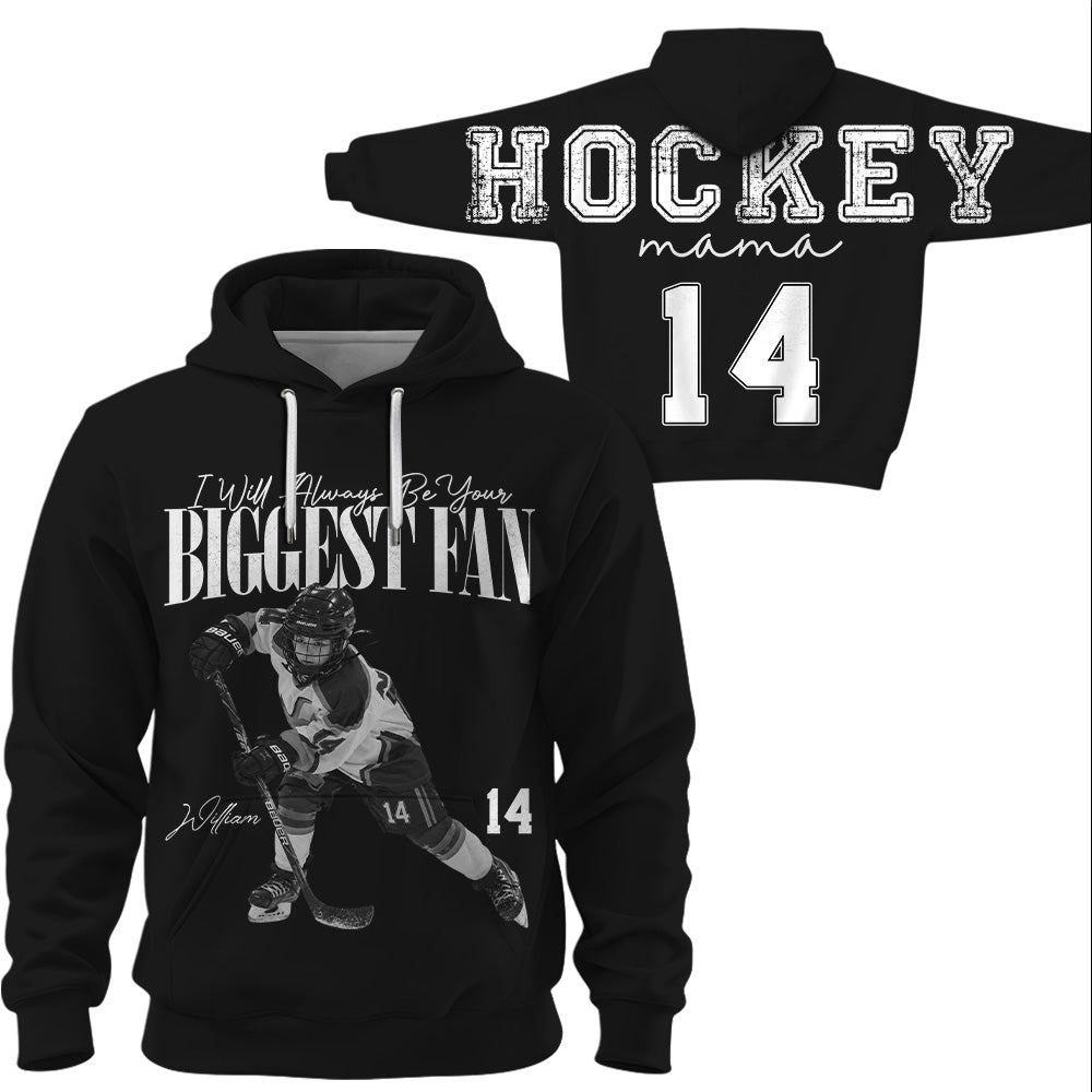 Personalized I'll Always Be Your Biggest Fan Shirt, Custom Player Photo & Number, Hockey Mom Gift for Game Day Na02 VH01