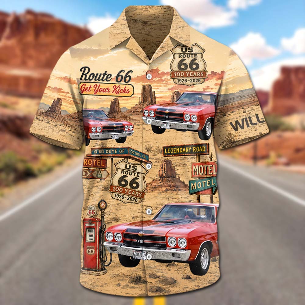 Celebrate 100 Years of Road Route 66 - Heritage Road American - Custom Vehicle Photo Hawaiian Shirt A2110 Pt99