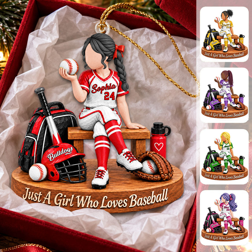 Just A Girl Who Loves Baseball, Personalized Baseball Ornament, Custom Player Name Gift, Gift For Baseball Players Baseball Lover MI209 Nh00
