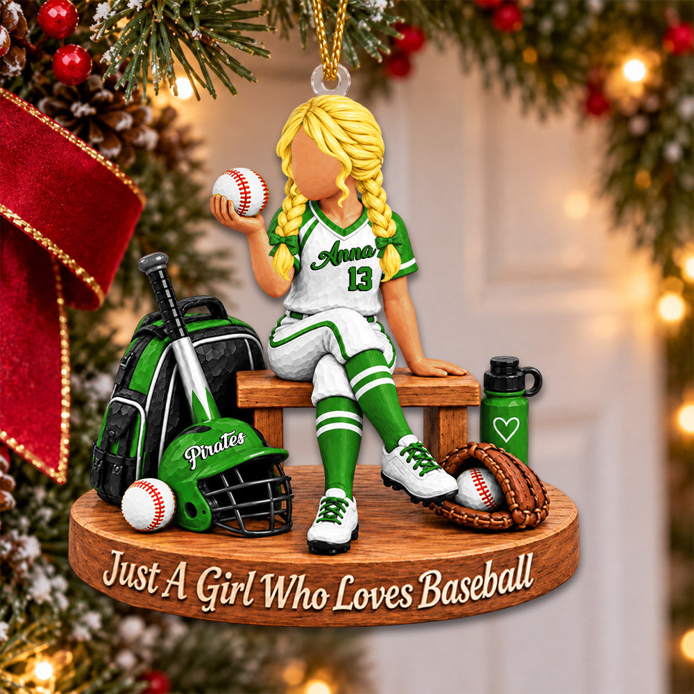 Just A Girl Who Loves Baseball, Personalized Baseball Ornament, Custom Player Name Gift, Gift For Baseball Players Baseball Lover MI209 Nh00