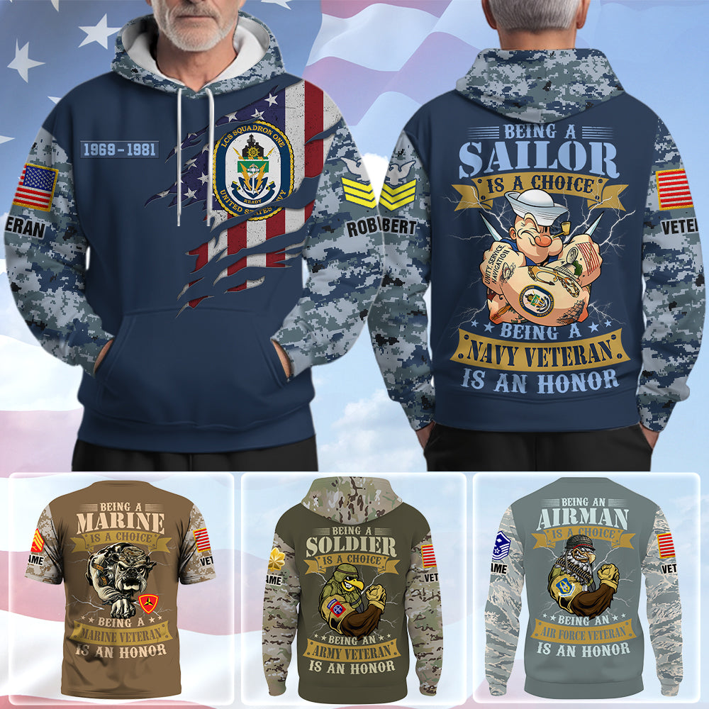 Custom All Over Print Shirt Being A Soldier Choice Being A Veteran Is An Honor Camouflage Pattern K1702 Trhn