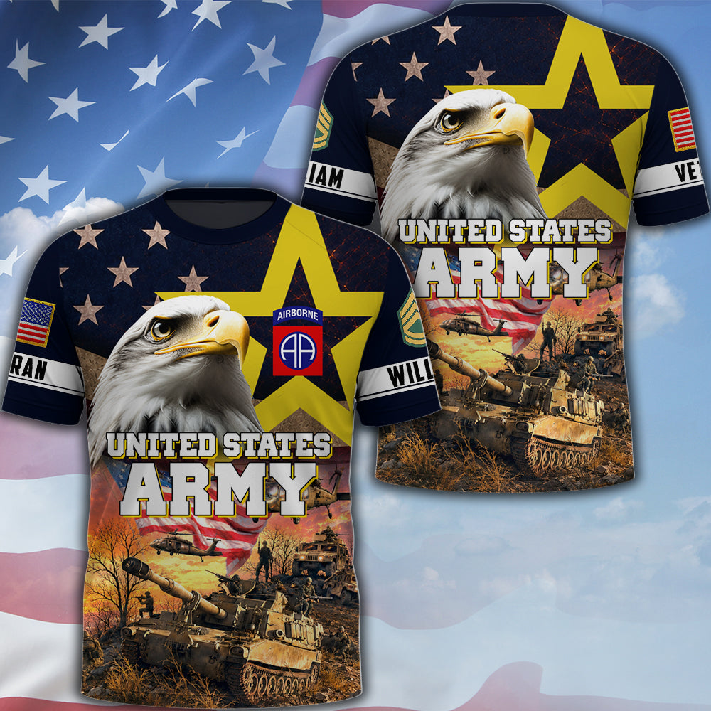 Personalized All Over Print Shirt Veterans Military American Eagle Available All Military Branches, Veteran Gifts K1702 MT2