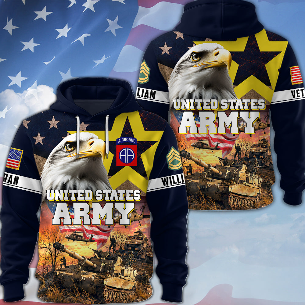Personalized All Over Print Shirt Veterans Military American Eagle Available All Military Branches, Veteran Gifts K1702 MT2