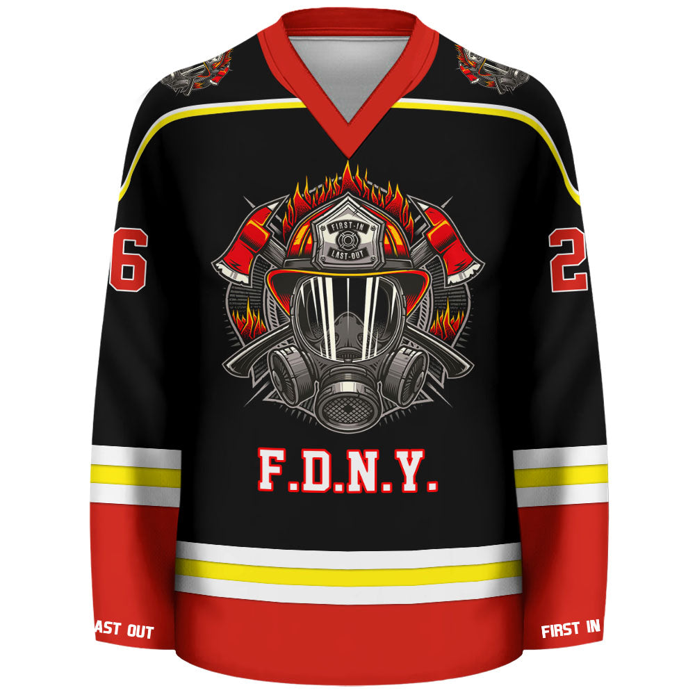 Custom Firefighter Hockey Jersey Dept Name Can Be Changed Number Thin Red Line Flag Gift For Firefighters K1702 Trhn