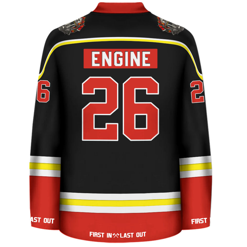 Custom Firefighter Hockey Jersey Dept Name Can Be Changed Number Thin Red Line Flag Gift For Firefighters K1702 Trhn