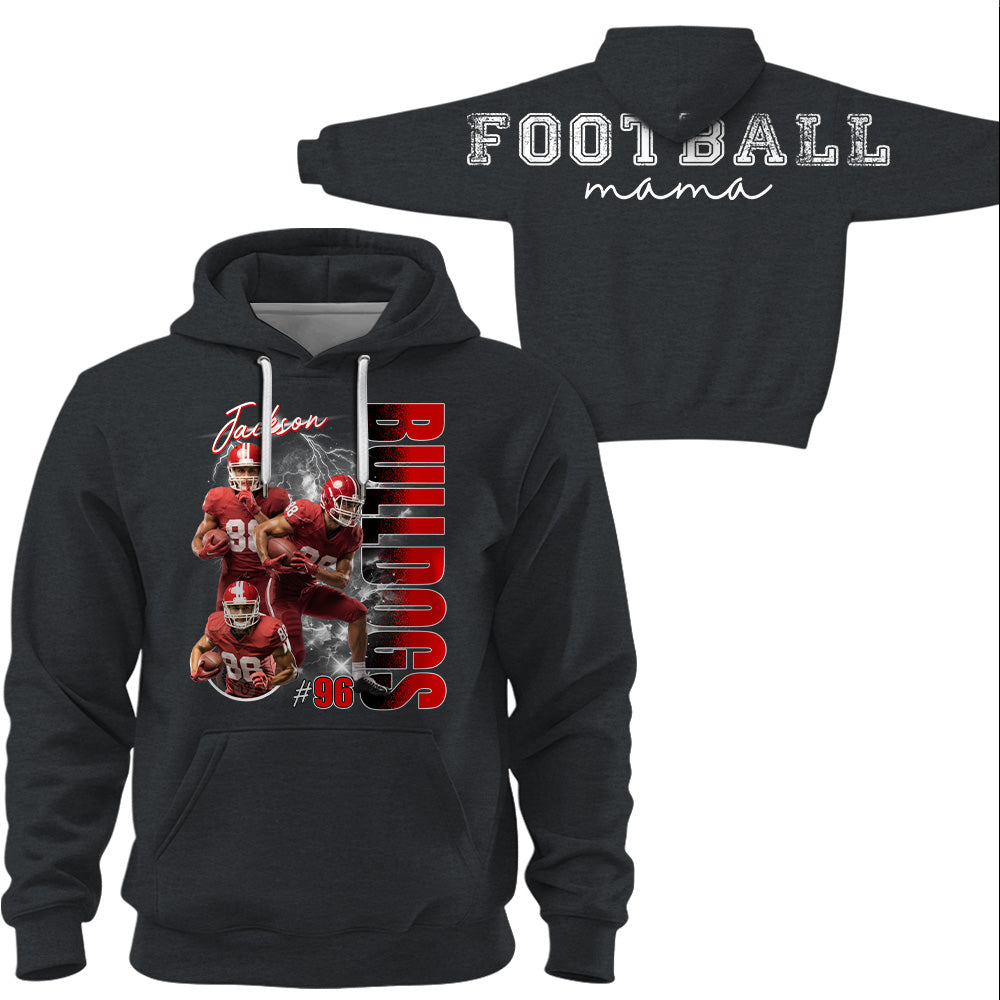Personalized Football Mom Sweatshirt, Custom Large Back Graphic, Gift For Football Mom Football Family Football Lovers MI209 T24