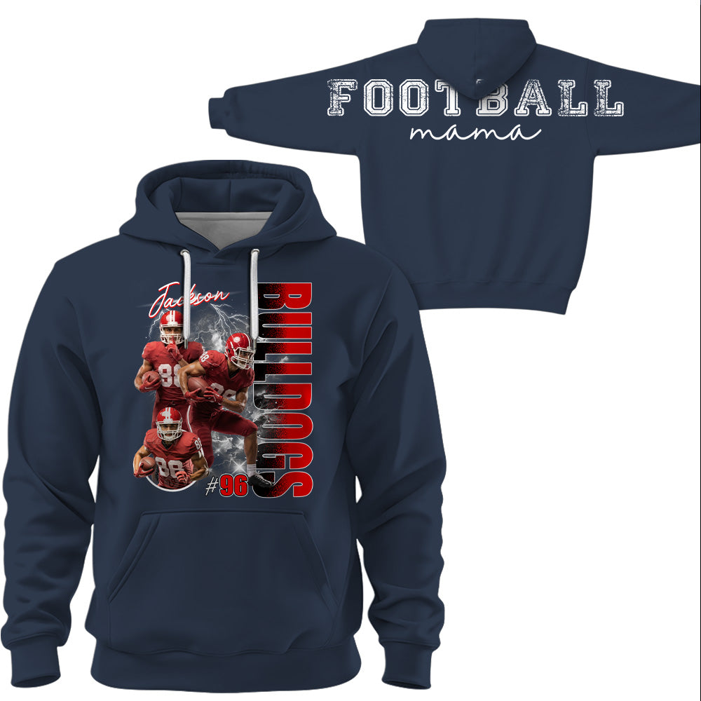 Personalized Football Mom Sweatshirt, Custom Large Back Graphic, Gift For Football Mom Football Family Football Lovers MI209 T24