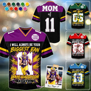 Personalized I Will Always Be Your Biggest Fan ,Custom Photo Jersey , Photo & Number, Football Mom Gift Na02 Pt99