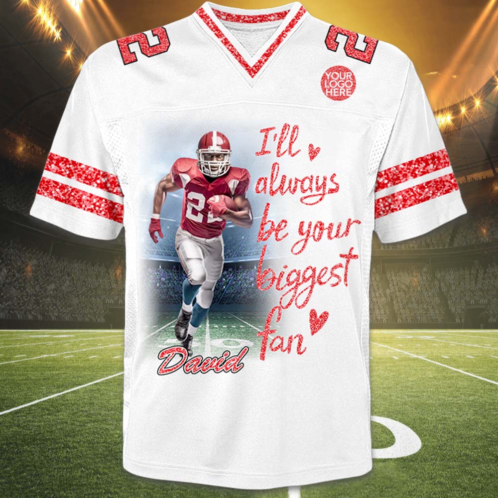 Custom Photo Football Game Day Football Glitter Jersey For Football Lovers - Personalized Gift For Football Player NA04 VH01