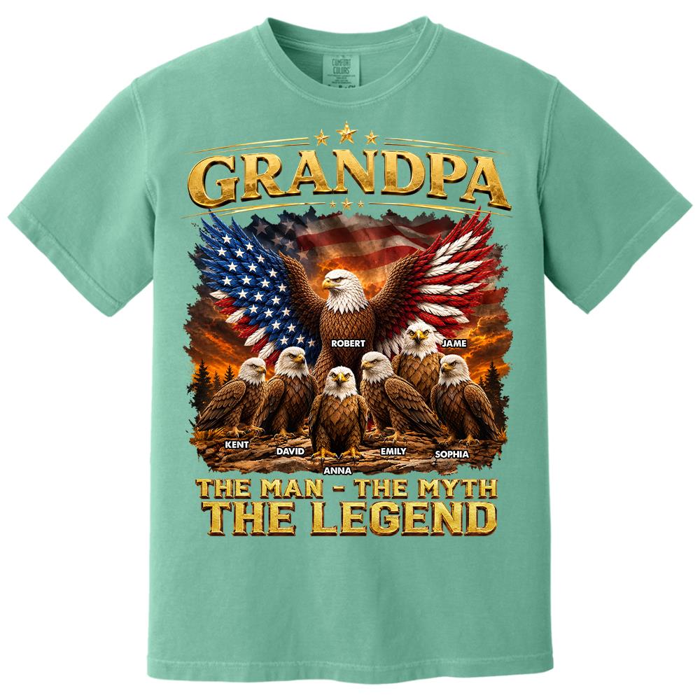 Grandpa Eagle - Personalized Shirt For Grandpa & Dad Vintage Shirt NA04 Hv01