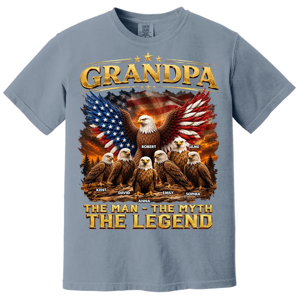 Grandpa Eagle - Personalized Shirt For Grandpa & Dad Vintage Shirt NA04 Hv01