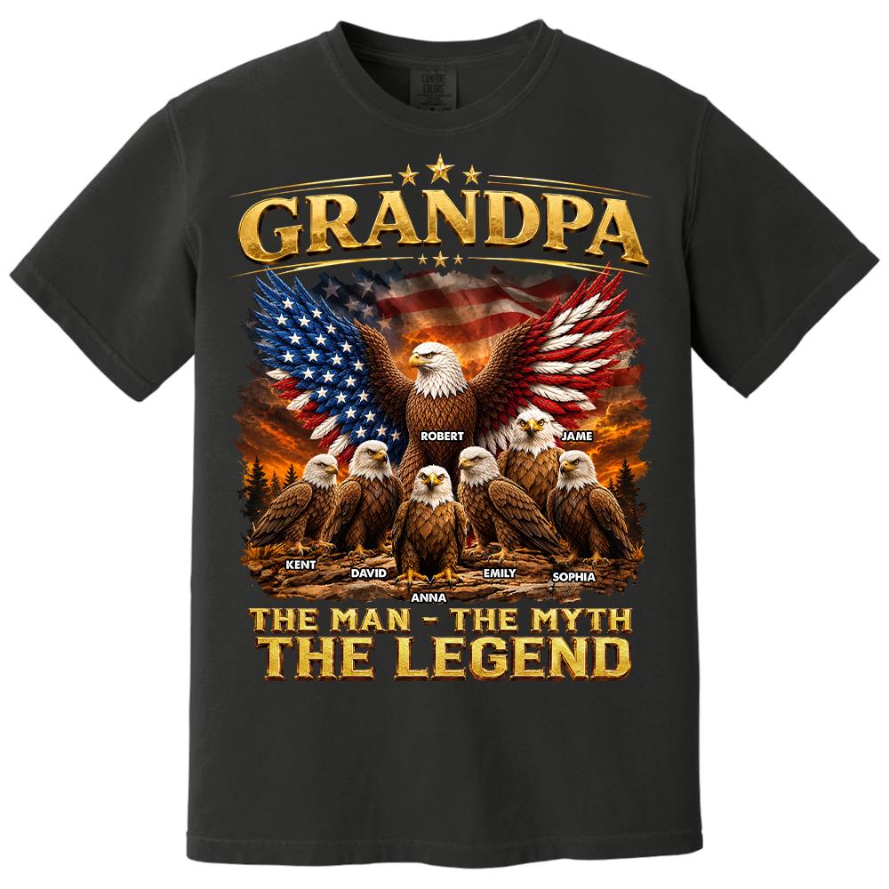 Grandpa Eagle - Personalized Shirt For Grandpa & Dad Vintage Shirt NA04 Hv01