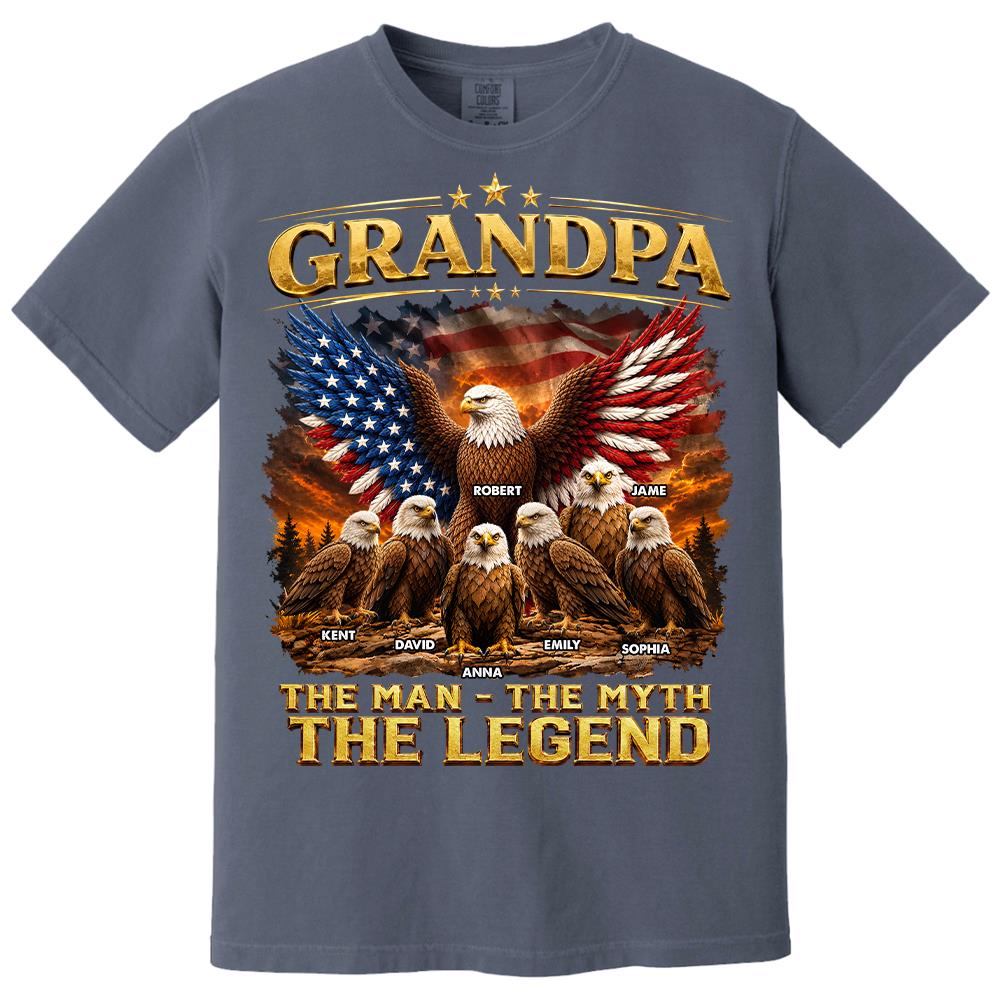 Grandpa Eagle - Personalized Shirt For Grandpa & Dad Vintage Shirt NA04 Hv01