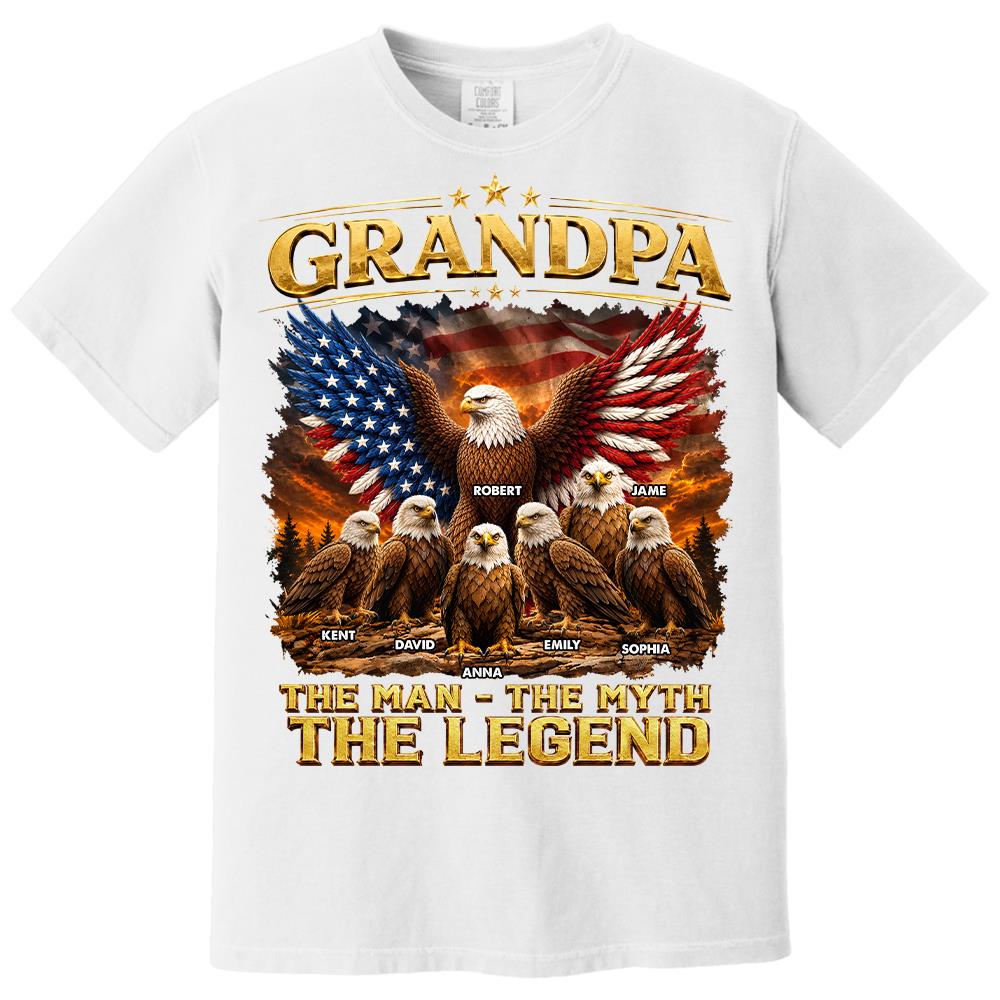 Grandpa Eagle - Personalized Shirt For Grandpa & Dad Vintage Shirt NA04 Hv01