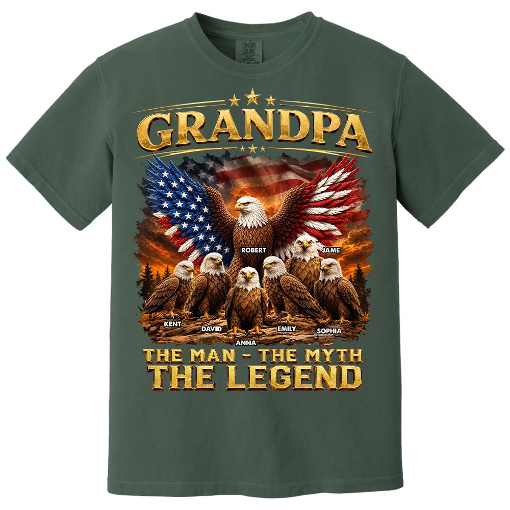 Grandpa Eagle - Personalized Shirt For Grandpa & Dad Vintage Shirt NA04 Hv01