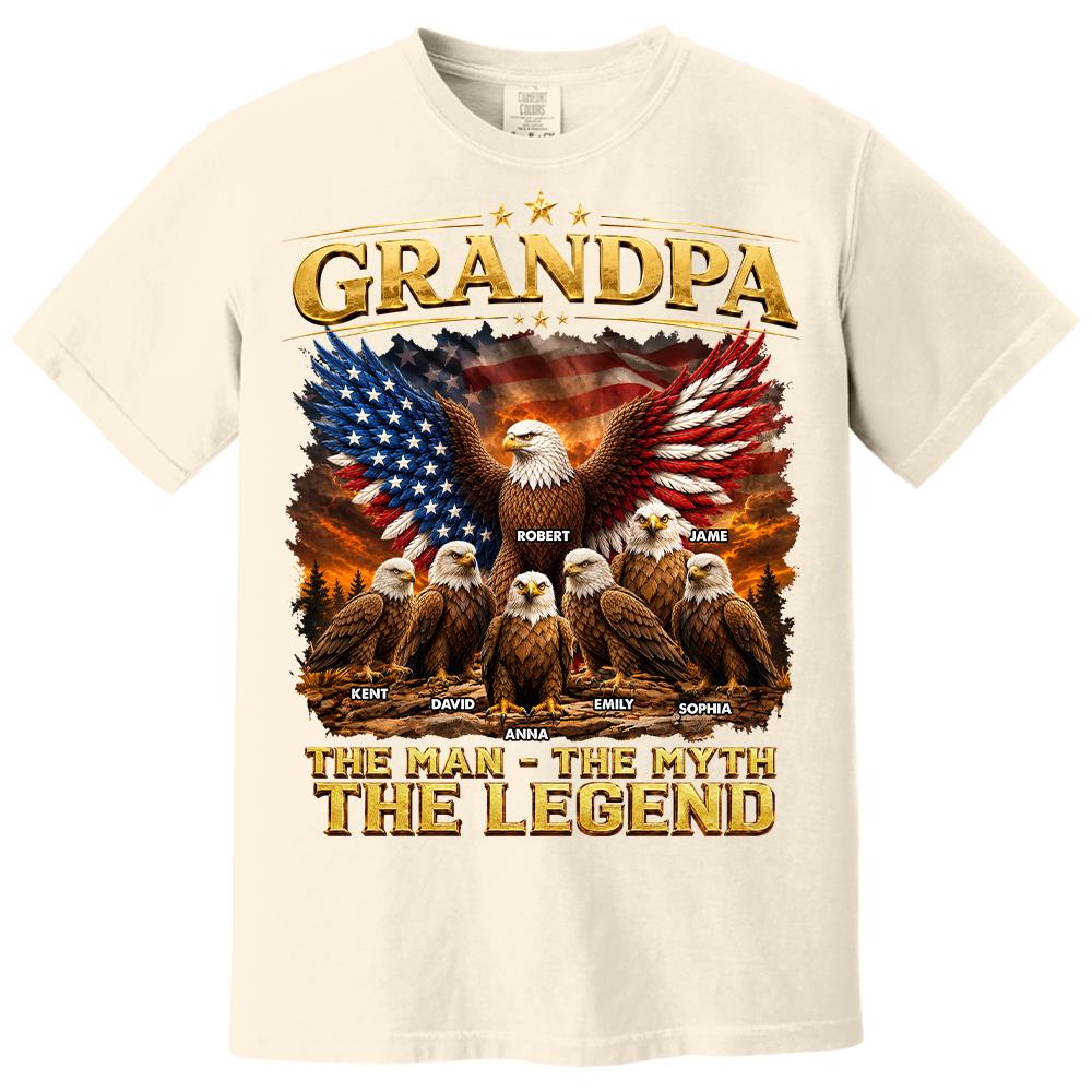 Grandpa Eagle - Personalized Shirt For Grandpa & Dad Vintage Shirt NA04 Hv01