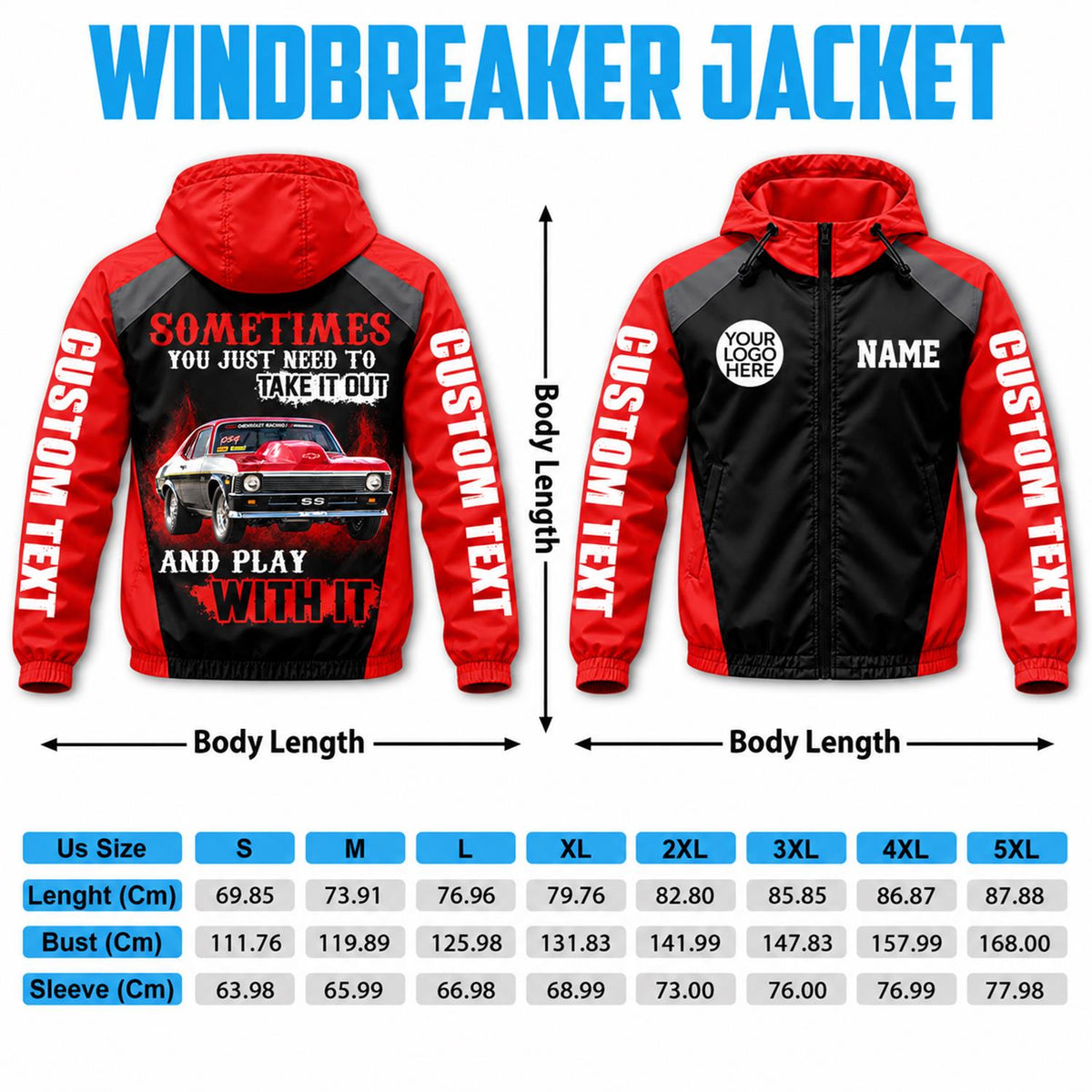 Take It Out & Play - Personalized Classic Car Photo Windbreaker Jacket - Gift For Car Lovers A2110 Hv01 NT01