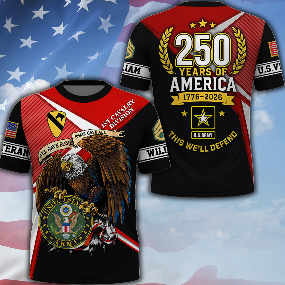 Custom All Over Print Shirt 250 Years Of America Available All Military Branches Gift For Veterans K1702 MT2