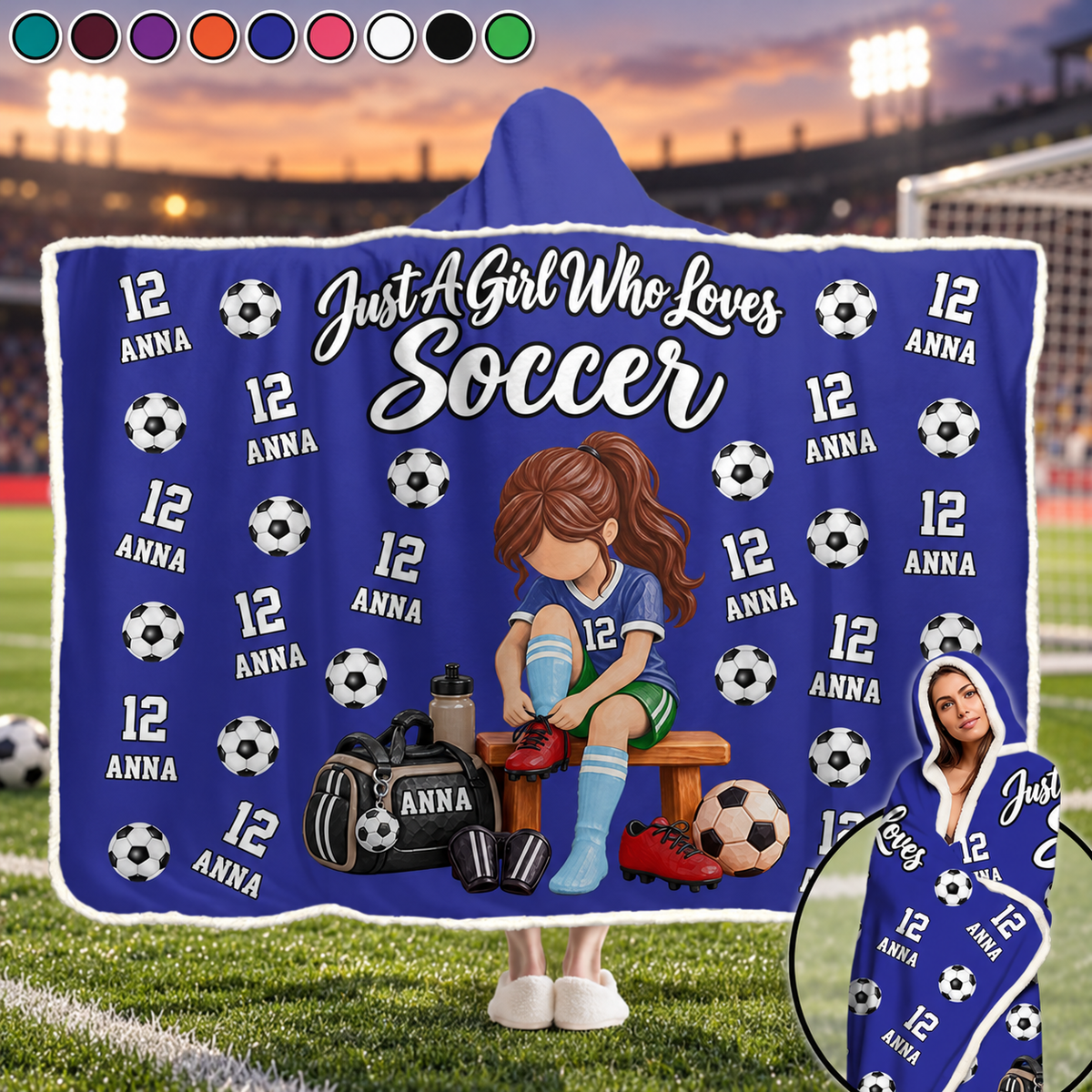 Just A Girl Who Loves Soccer, Personalized Soccer Wearable Blanket Hoodie For Soccer Lovers, Soccer Players MI209 VH01 DN10