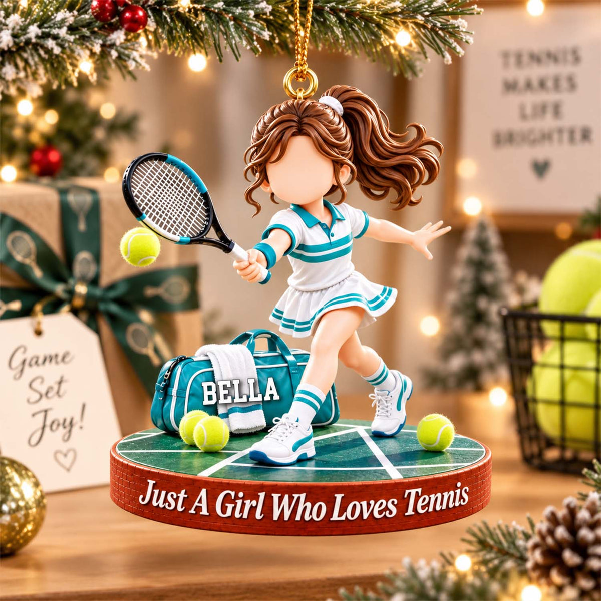 Personalized Tennis Boy Tennis Girl Christmas Ornament Vr2 Pt99