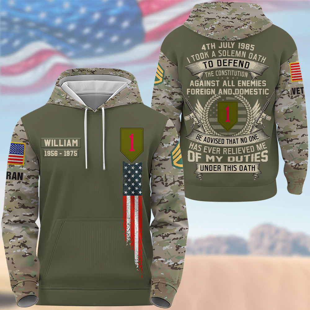 Personalized Shirt I Once Took A Solemn Oath To Defend The Constitution Pattern Camouflage Custom Veteran All Over Print Shirt K1702 Trhn
