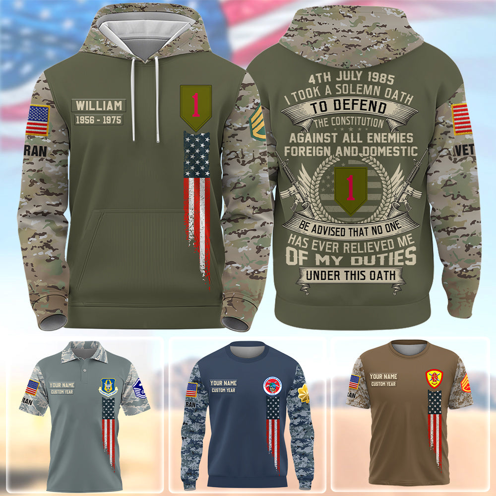 Personalized Shirt I Once Took A Solemn Oath To Defend The Constitution Pattern Camouflage Custom Veteran All Over Print Shirt K1702 Trhn