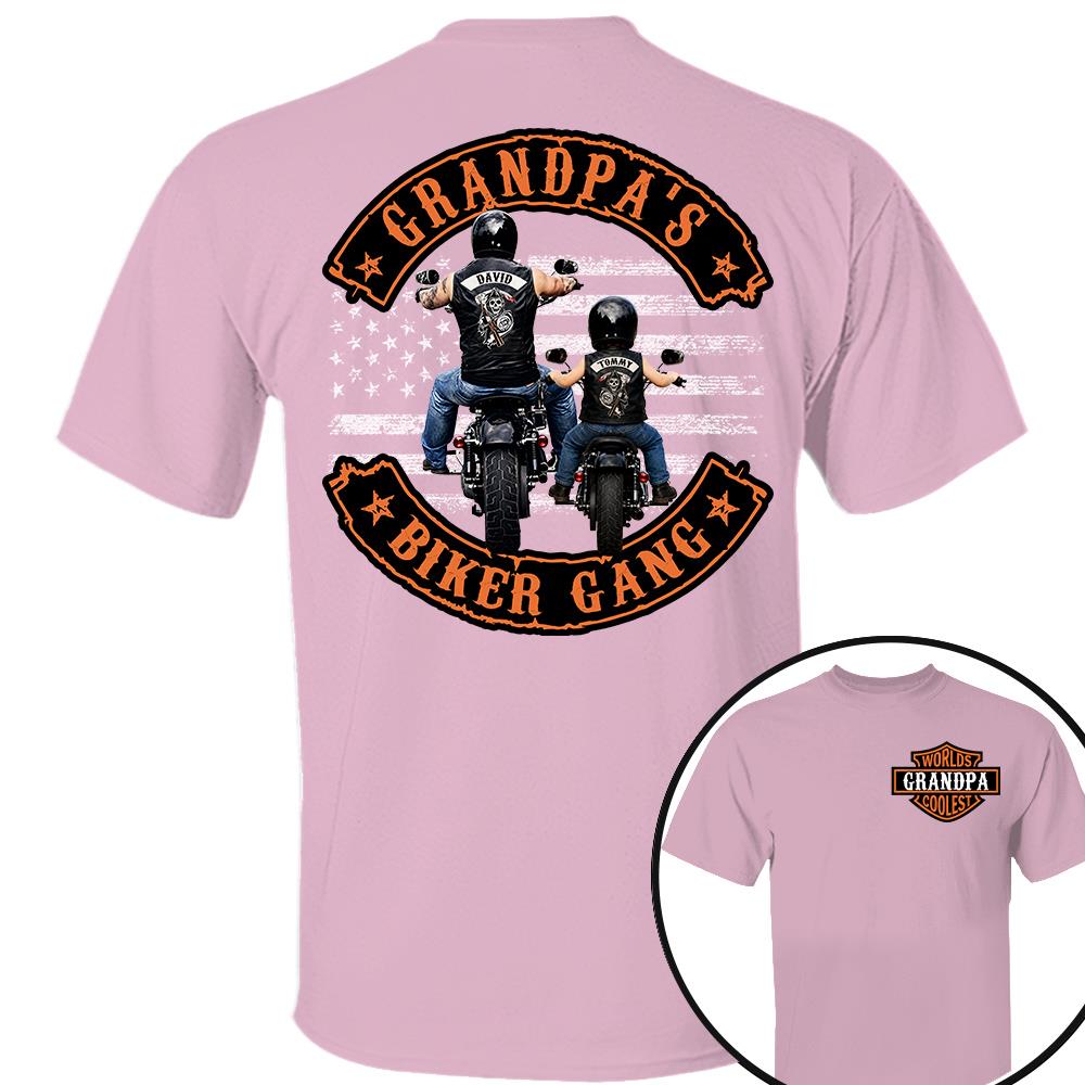 Custom Name Worlds Cooles Motorcycle Grandpa’s Biker Gang Shirt - Personalized Gift For Dad, Grandpa Nh00