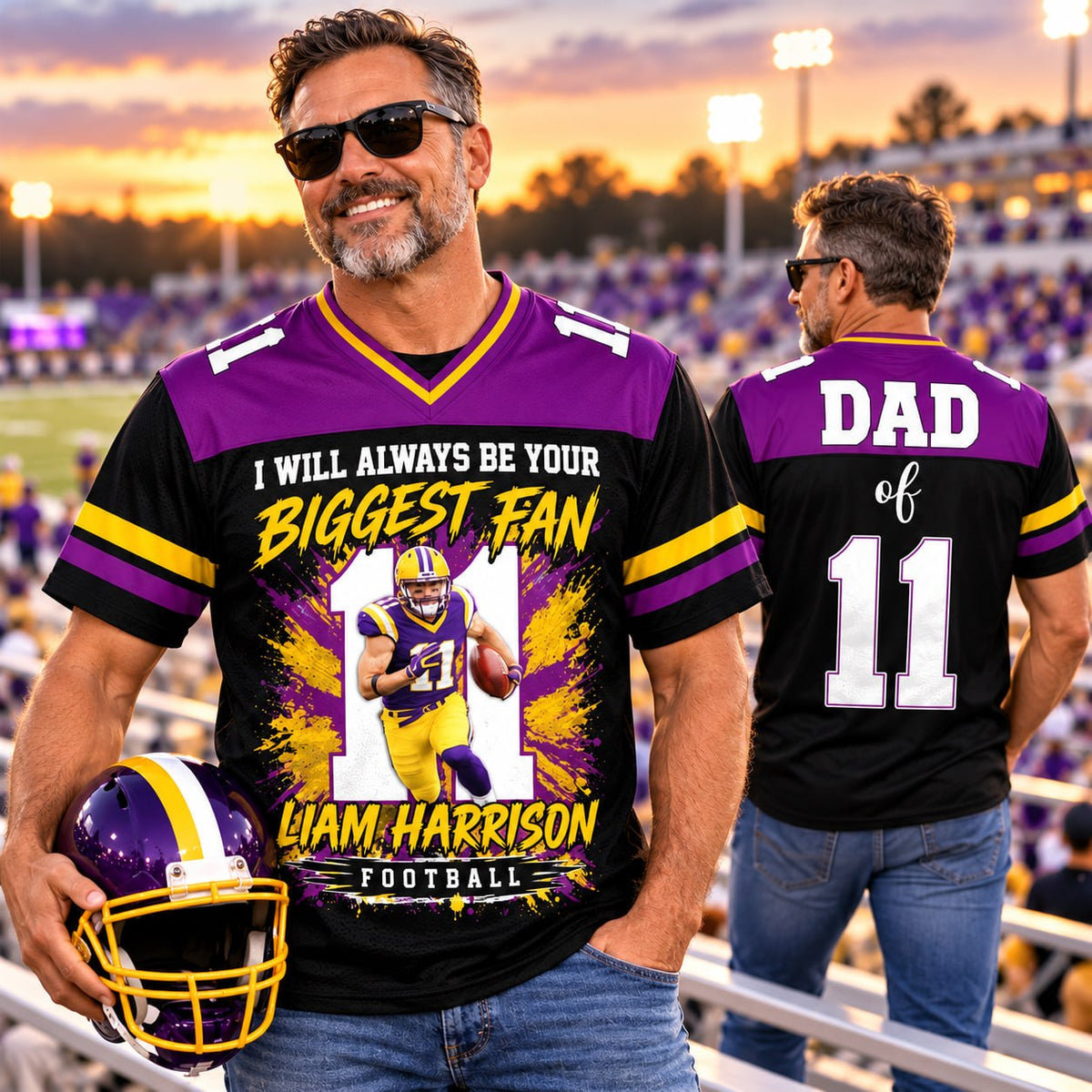 Personalized I Will Always Be Your Biggest Fan ,Custom Photo Jersey , Photo & Number, Football Mom Gift Na02 Pt99