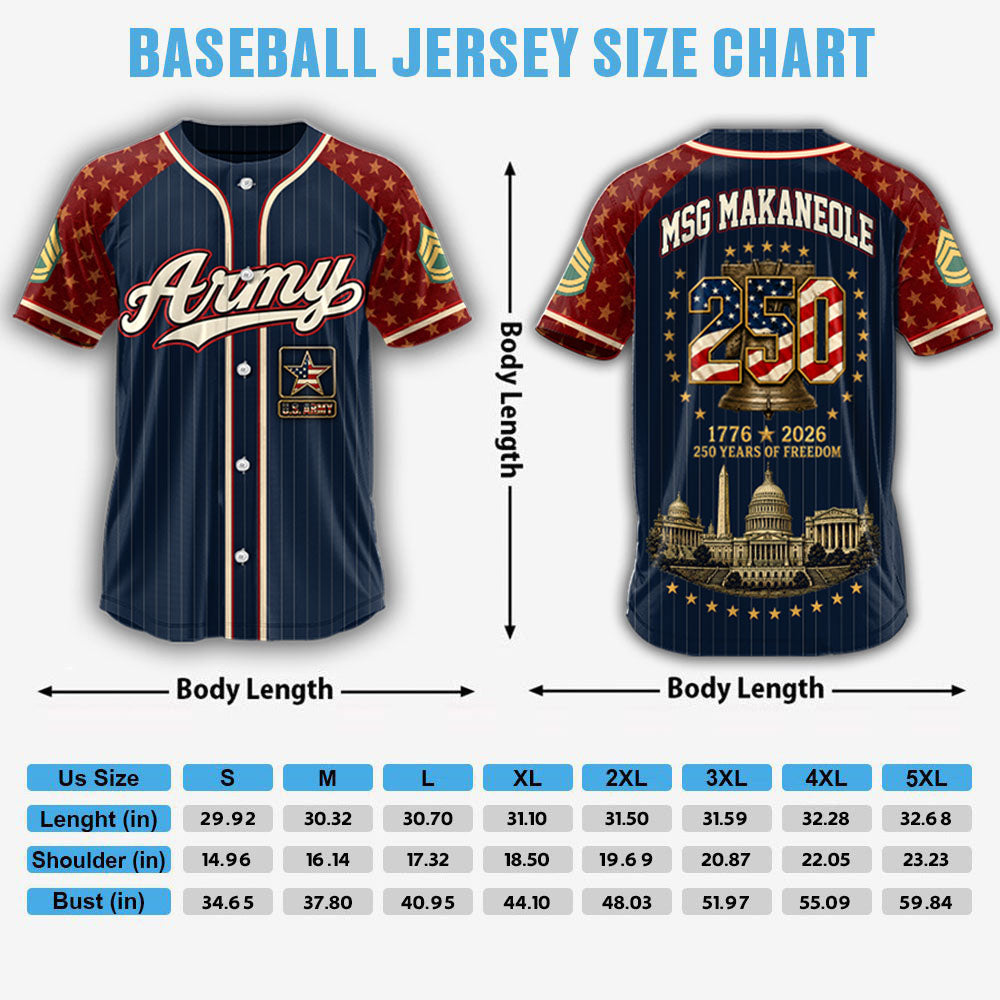 Personalized Military 250 Baseball Jersey, Custom Name Number USA 1776 2026 Jersey, Veterans K1702 MT2