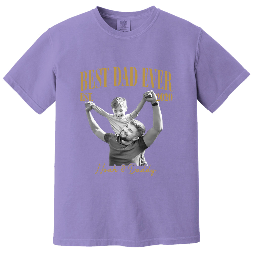 Best Dad Ever Vintage Photo Shirt, Personalized Dad Picture Shirt With Kids Photo, Father's Day Shirt, New Dad Gift MI209 VH01