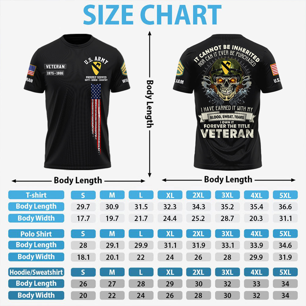 All Over Print Shirt Custom Shirt Veteran It Cannot Be Inherited Nor Can It Purchased Custom Division Military Gift For Veterans K1702 Trhn