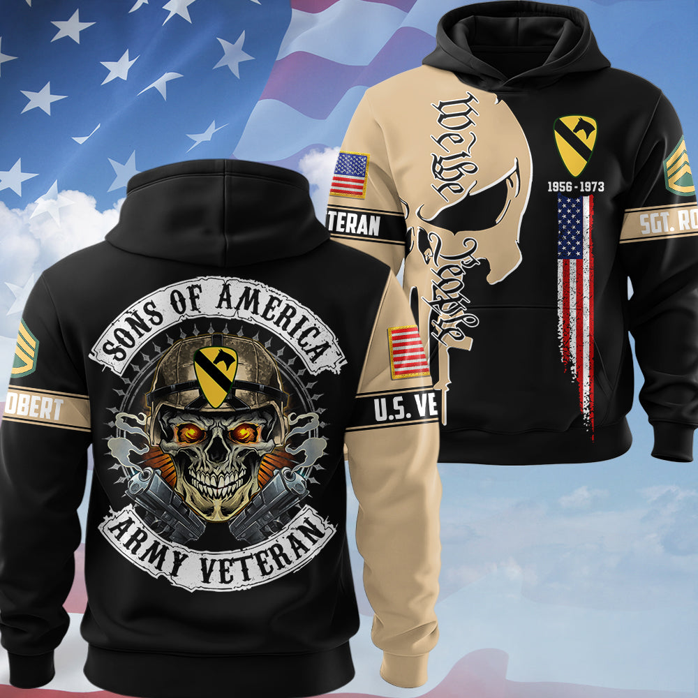 Personalized All Over Print Shirt Skull Sons Of America Veteran Custom Shirt For Soldier Veteran K1702 Trhn