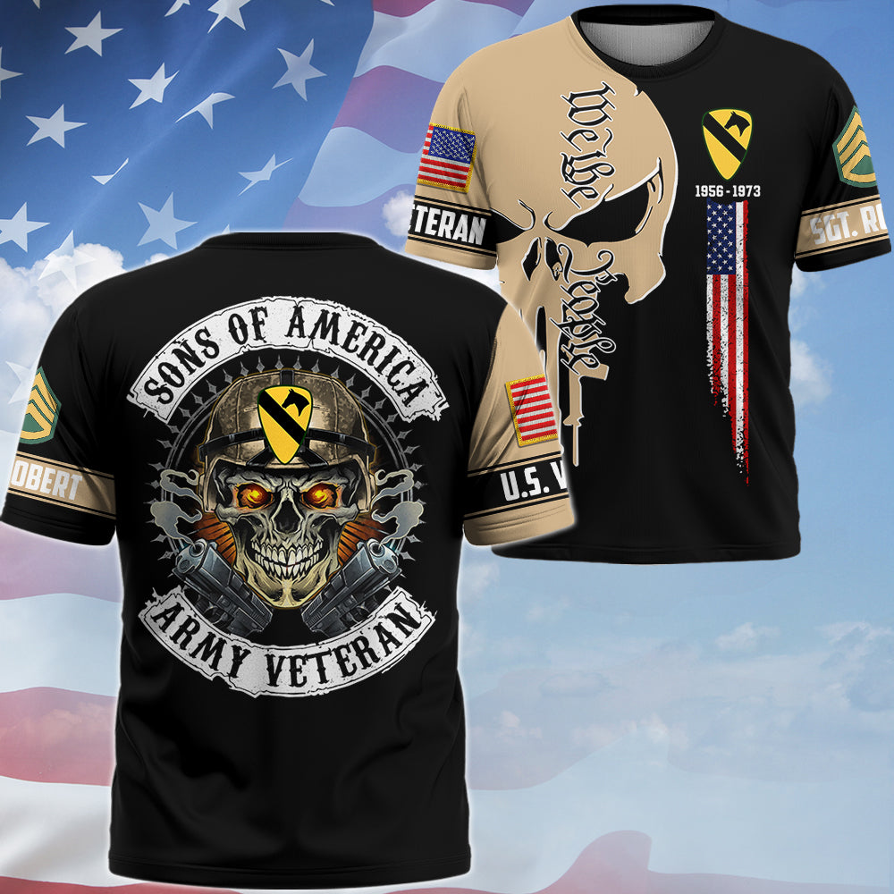 Personalized All Over Print Shirt Skull Sons Of America Veteran Custom Shirt For Soldier Veteran K1702 Trhn