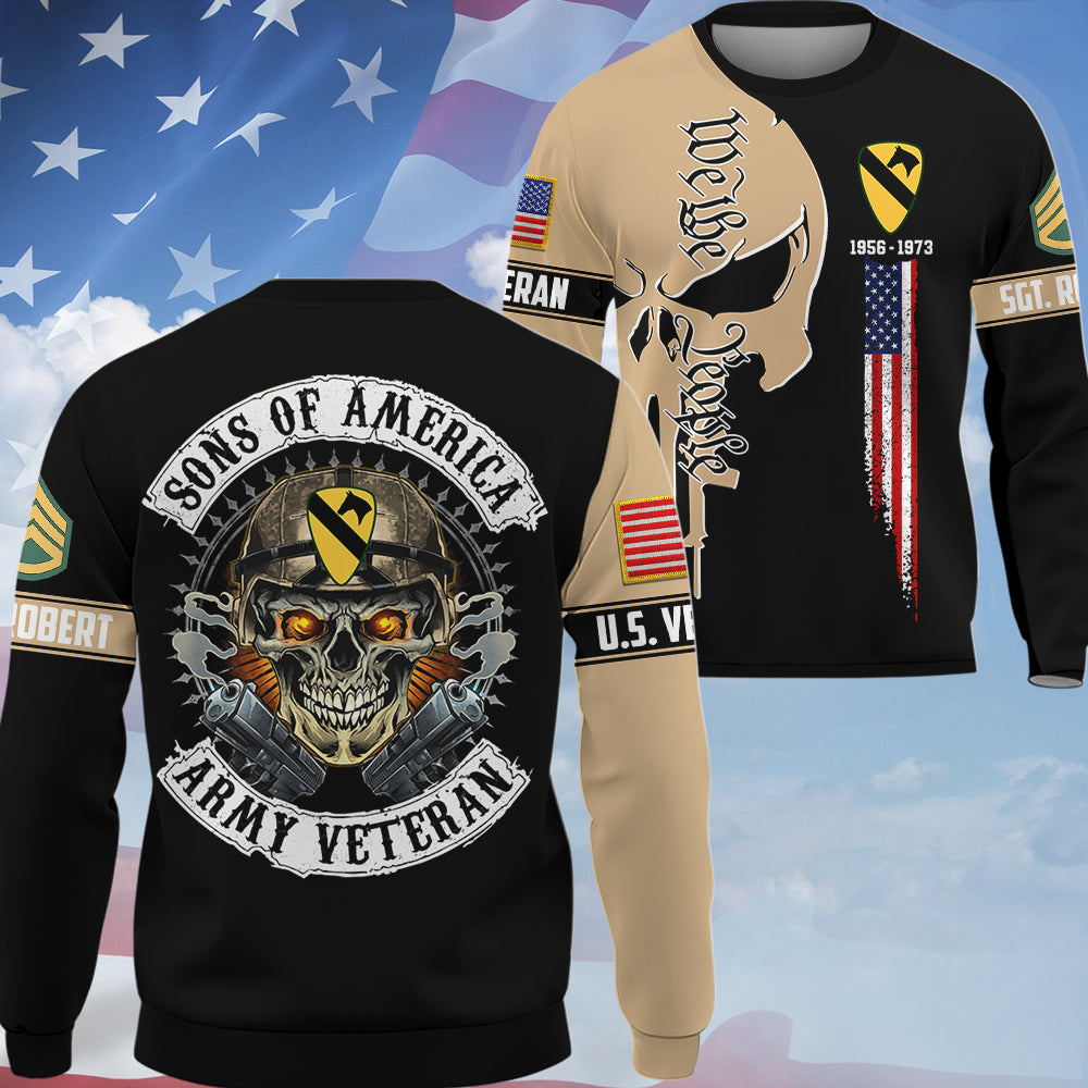 Personalized All Over Print Shirt Skull Sons Of America Veteran Custom Shirt For Soldier Veteran K1702 Trhn