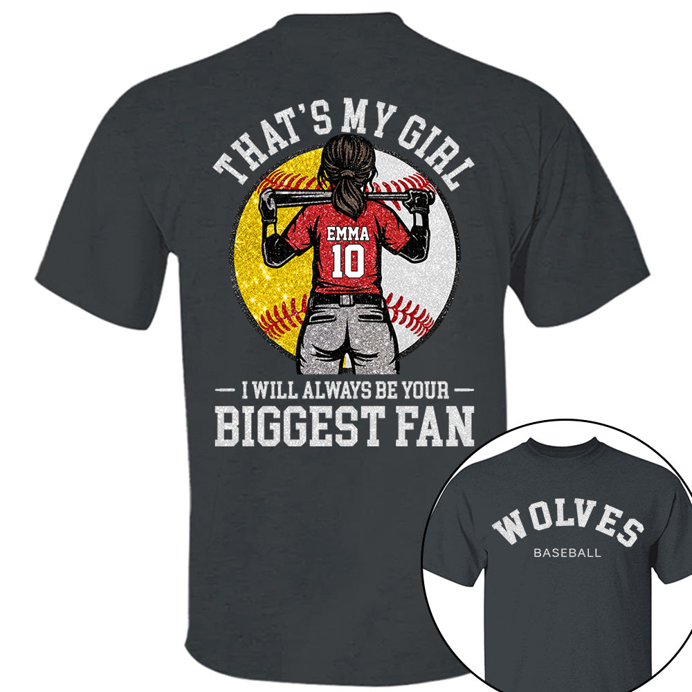 Custom Baseball Softball Mom Shirt, Personalized Kids Name Number Team Name, Those Are My Kids Biggest Fan Tee VH01