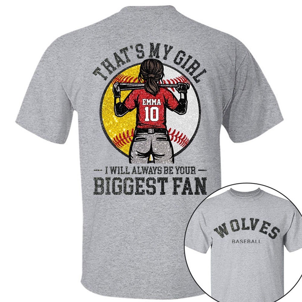 Custom Baseball Softball Mom Shirt, Personalized Kids Name Number Team Name, Those Are My Kids Biggest Fan Tee VH01