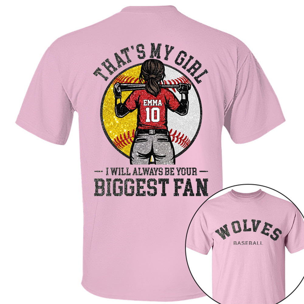 Custom Baseball Softball Mom Shirt, Personalized Kids Name Number Team Name, Those Are My Kids Biggest Fan Tee VH01