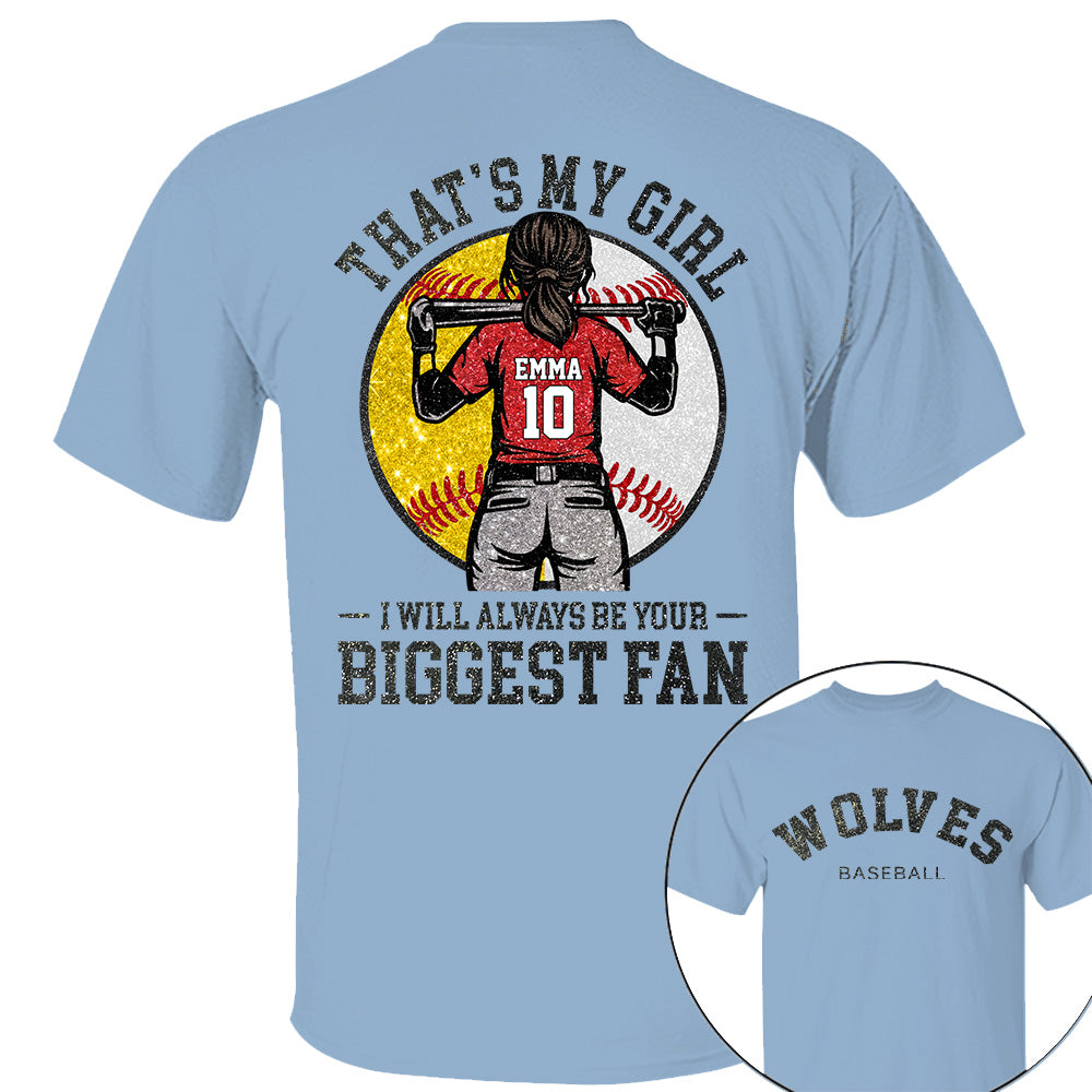 Custom Baseball Softball Mom Shirt, Personalized Kids Name Number Team Name, Those Are My Kids Biggest Fan Tee VH01