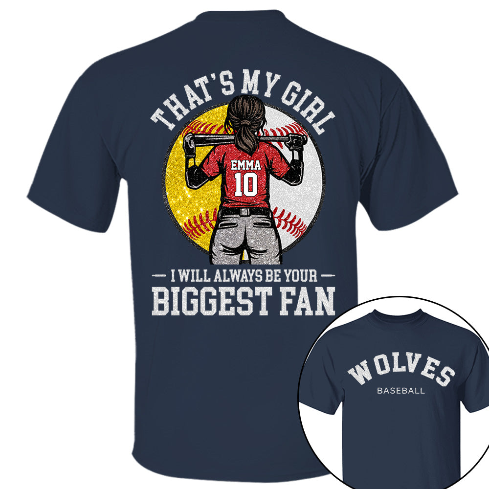Custom Baseball Softball Mom Shirt, Personalized Kids Name Number Team Name, Those Are My Kids Biggest Fan Tee VH01