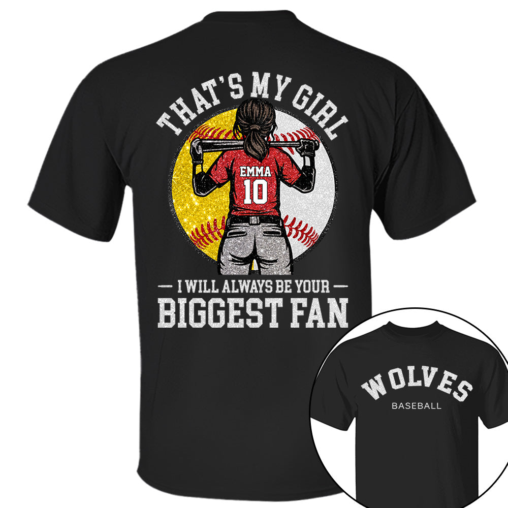 Custom Baseball Softball Mom Shirt, Personalized Kids Name Number Team Name, Those Are My Kids Biggest Fan Tee VH01